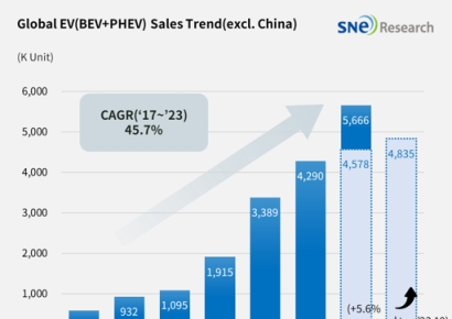 中 제외 전기차 시장, 전년비 5% 늘어…BYD·지리 급성장