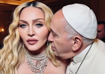 "주말엔 이렇게" 마돈나, 교황 안은 AI사진에 신성모독 논란