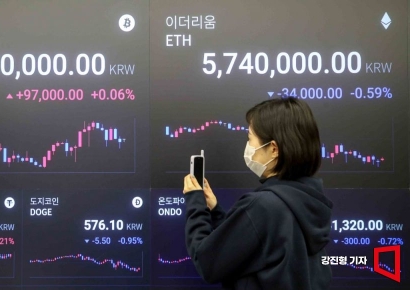 [포토] '눈 뜨면 최고가' 비트코인 장중 10만7천800달러 기록