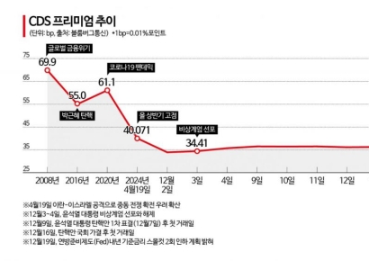 탄핵에도 차분했던 'CDS 프리미엄'…美금리 속도 조절에 최고치
