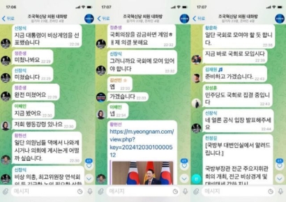"완전 미쳤어요"…조국혁신당, 비상계엄 당일 단톡방 공개