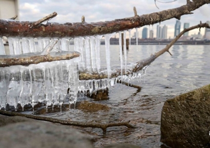 [포토] 영하권 추위에 한강변에 걸린 고드름