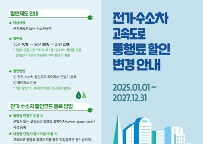 도로공사, 전기차·수소차 고속도로 통행료 할인 3년 연장