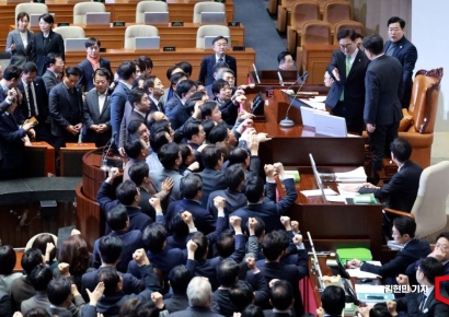 "권한대행이 무슨 죄가 있어!"…한덕수 탄핵 표결 두고 국회 아수라장[현장]