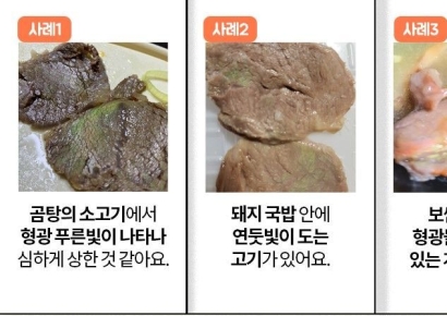 뜨끈한 곰탕 먹으려다 '깜짝'…초록빛 고기 먹어도 되나
