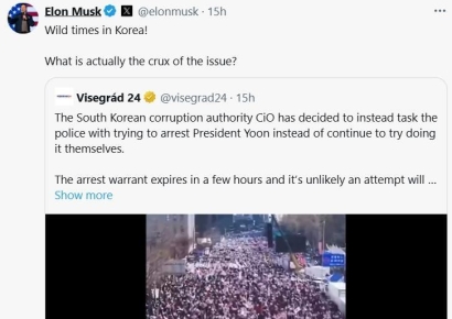 "한국은 난세, 이슈 핵심은 뭐지?"…머스크, 집회 영상 관심