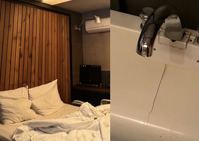 깨진 욕조에 곰팡이 가득한 벽지…주말 18만원 객실 상태 '충격' 