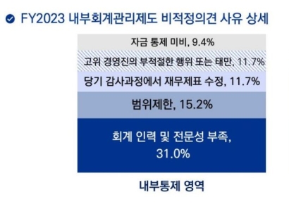 내부회계 비적정의견 주요 원인 "회계 전문성 부족·계열사 거래"