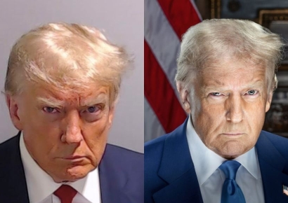 레이저 눈빛에 꽉 다문 입…트럼프 공식사진 '머그샷 판박이'