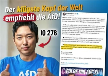 '역사상 가장 높은 IQ' 한국인, 독일 극우당 지지하며 머스크에 "도와달라" 