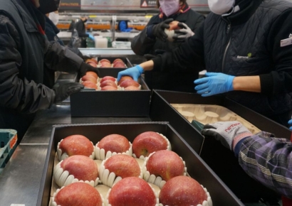 [르포]'손으로 한알 한알'…설 대목 앞 선물 포장 분주한 이마트 '신선의 심장'