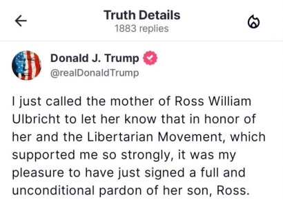 "감옥서 빼줄게" 약속 지킨 트럼프, '실크로드 창업자' 사면