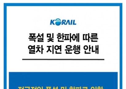 [속보]코레일 "폭설·한파로 KTX열차 지연 운행"
