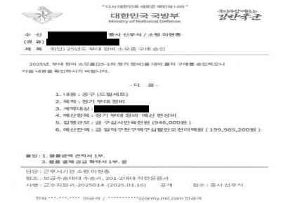 "전투식량 대신 사달라"…당진서 군 간부 사칭 사기