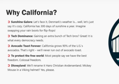 "캘리포니아 사버리자"…덴마크서 때아닌 1조 달러 모금 운동