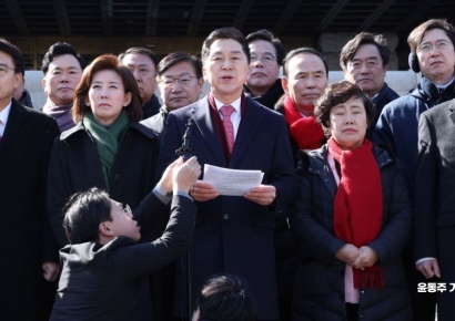 헌재 몰려간 국민의힘 의원들…"부실한 심리 반복, 답정너 속도전"