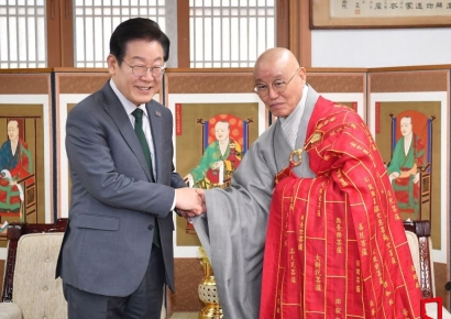 [포토] 이재명 대표, 태고종 총무원장 예방