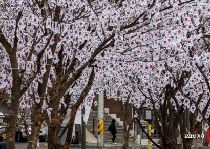 [포토] 효창공원 앞에 조성된 태극기 터널