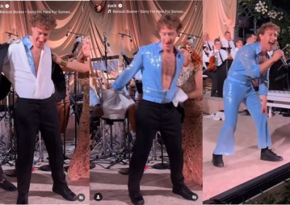 조각상 다음은 '반짝이 턱시도'…억만장자 사랑꾼 남편이 사는 법