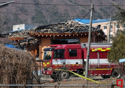 [포토] 포탄 떨어진 포천 마을 일대 통제