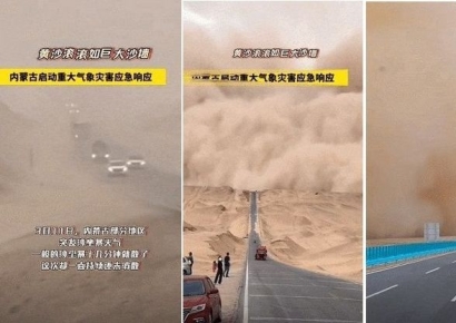 중국 하늘 가린 '거대 황사 폭풍' 한국 덮친다…"12일 오후부터 영향"