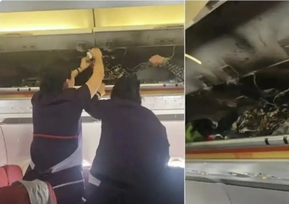 홍콩행 여객기 선반에서 '불'…생수·주스에 콜라까지 부었더니