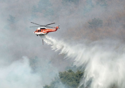 강원 고성 DMZ 산불 재발화…헬기 2대 투입