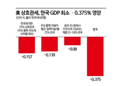 “美 상호관세, 韓 GDP ―0.375% 영향”