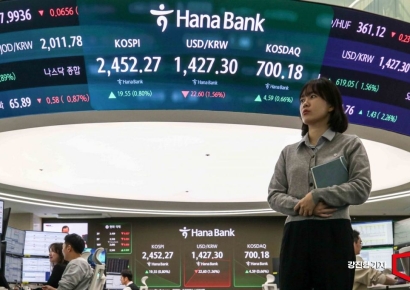 [포토] 원달러 환율 21.9원 내린 1428원 개장