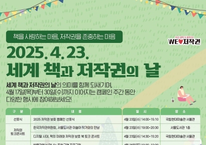 '세계 책·저작권의 날' 토크콘서트·공모전·강연·참여행사 진행..."책 사랑, 저작권 존중해주길"