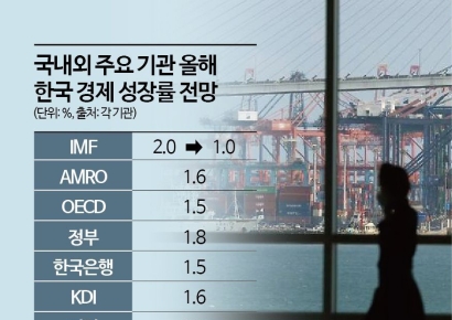 IMF, 올해 韓 성장률 1.0%로…석달만에 절반으로 곤두박질 