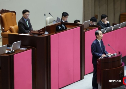 [포토] 한덕수 국회 시정연설서 “조속한 추경 의결로 경제 회복해야”