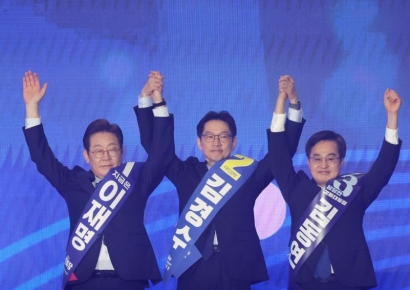 민주 수도권 경선…이재명 "4번째 민주정부"·김동연 "압도적 정권교체"·김경수 "민주세력 함께"(종합)