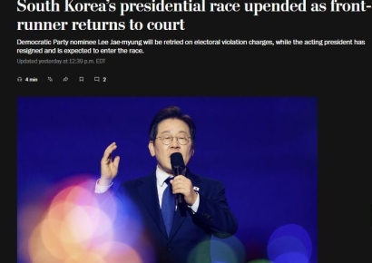 "5주 남기고 완전히 뒤집혔다"…외신, 연쇄 사임·판결이 뒤흔든 韓대선 정국 조명