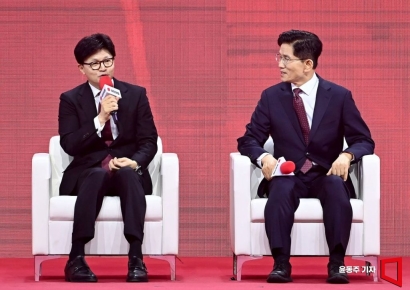 [포토] 한동훈, "김문수 후보를 존경한다"