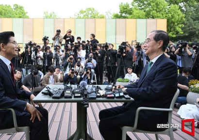 [포토] 단일화 2차 회동하는 김문수-한덕수