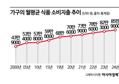아무것도 안하고 먹기만 해도 月 90만원…전체 소득서 식비가 30%