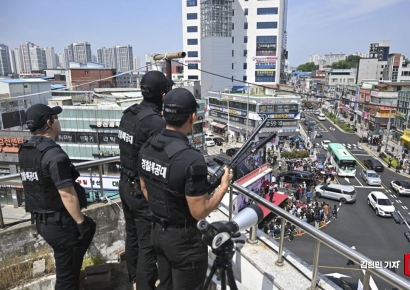 [포토] 김문수 후보 유세장 경계하는 경찰특공대
