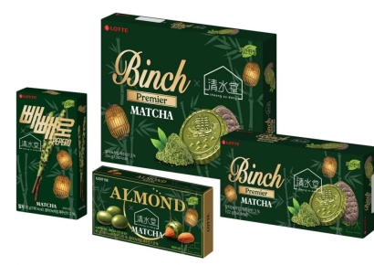 말차 입은 '빈츠·빼빼로'…롯데웰푸드, 청수당과 협업 한정판 출시