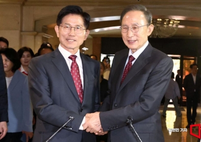 [포토] 김문수, MB와 오찬 회동… 대선 앞 지지층 결집