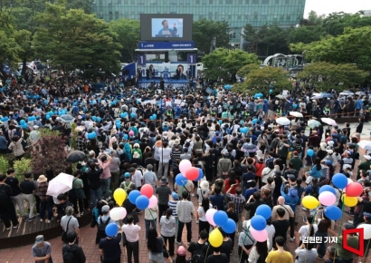 [포토] 이재명 후보 유세에 몰린 인파