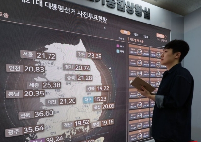 [포토] 사전투표 이틀째, 전국 투표율 현황