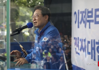 [포토] 하남 유세 연설하는 이재명
