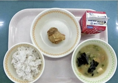 "닭고기 한개 너무해" 부실 급식 지적에 "그릇이 커서 그래" 해명한 日 초교