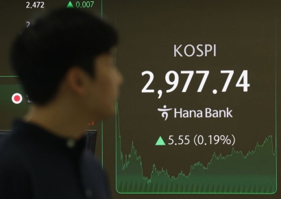 코스피, 개인 순매수에 강보합…2970선 마감