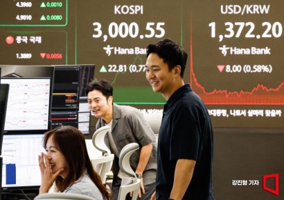 [포토] 코스피, '3년 5개월만에 3000 돌파'