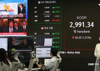 [포토] 중동관련 뉴스 나오는 딜링룸