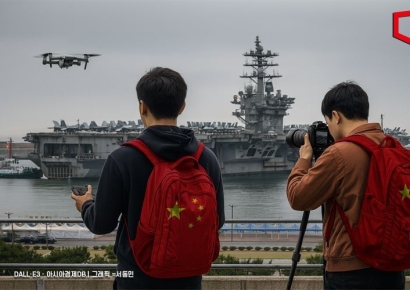 "또 불법촬영"…中 유학생들, 尹 전 대통령 탑승했던 美 항모 '찰칵'