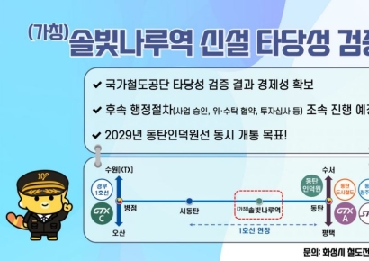 동탄인덕원선 '솔빛나루역', 철도공단 타당성 검증 통과