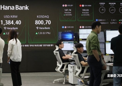 [포토] 분주한 딜링룸, 코스피 하락출발